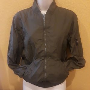 H&M Olive Green Nylon Bomber Jacket